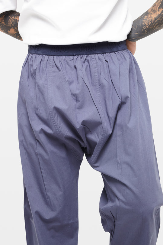 Blue Shadow Wide-Leg Elasticated Cotton Trousers