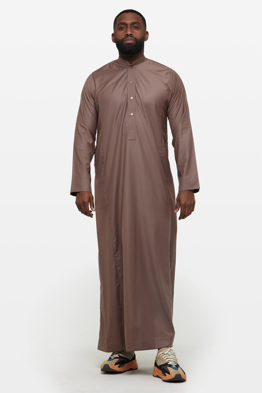 Deep Taupe Classic Collar Thobe