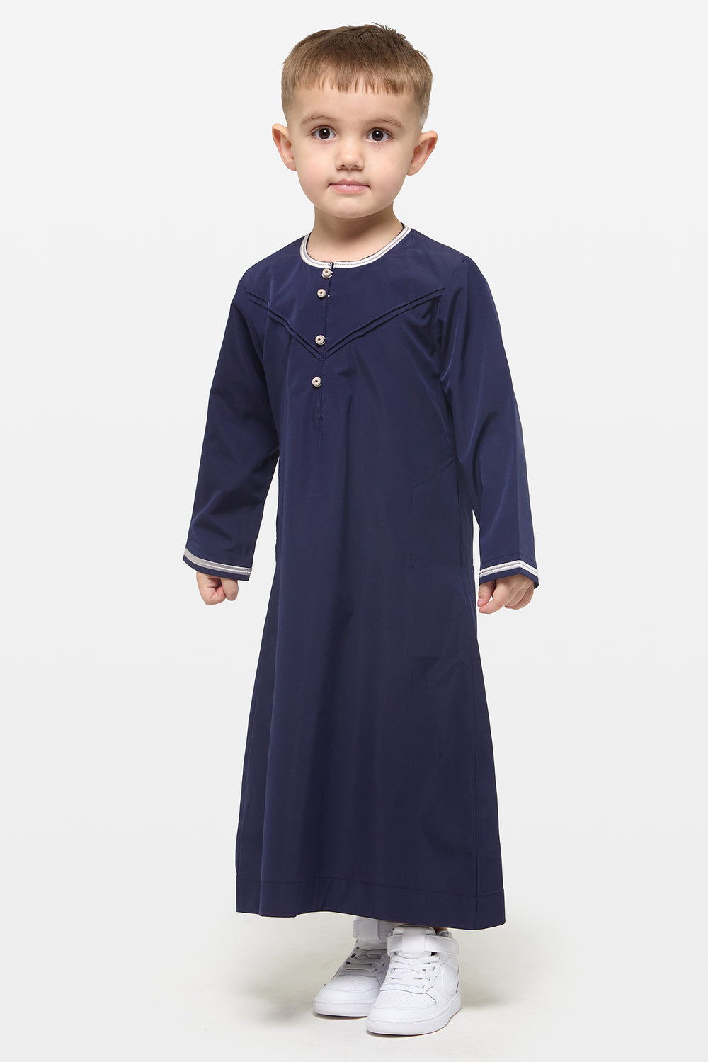 Maritime Blue & Wind Grey Emirati Kids Thobe - CAVE