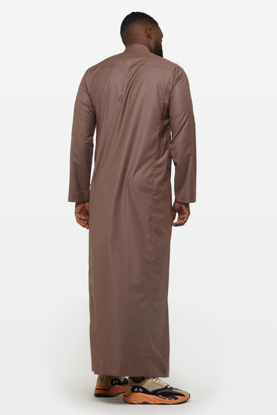 Deep Taupe Classic Collar Thobe