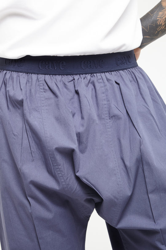 Blue Shadow Wide-Leg Elasticated Cotton Trousers