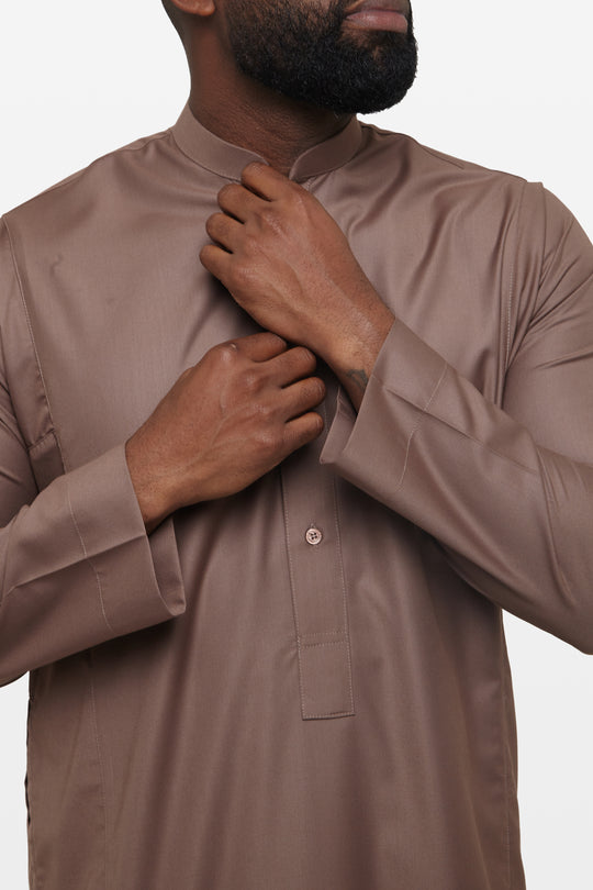 Deep Taupe Classic Collar Thobe