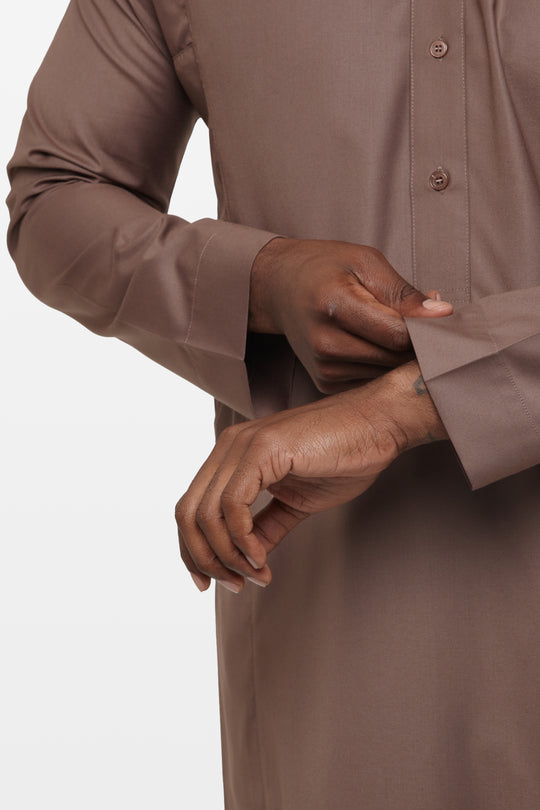 Deep Taupe Classic Collar Thobe