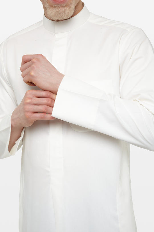 Cream Kuwaiti Collar Thobe