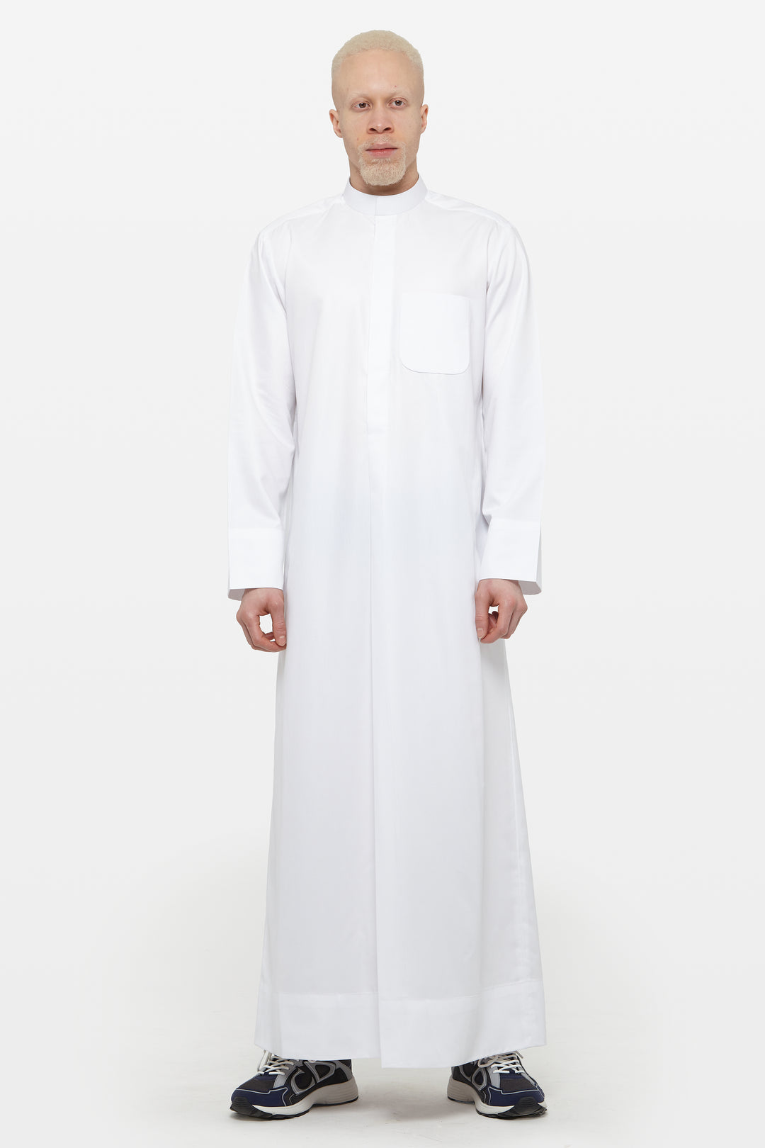 Snow White Kuwaiti Collar Thobe