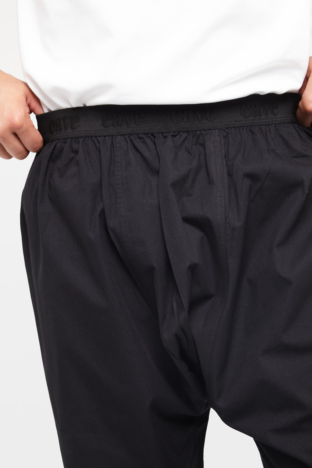 Jet Black Wide-Leg Elasticated Cotton Trousers