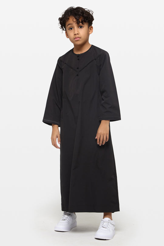 All Black Emirati Kids Thobe - CAVE