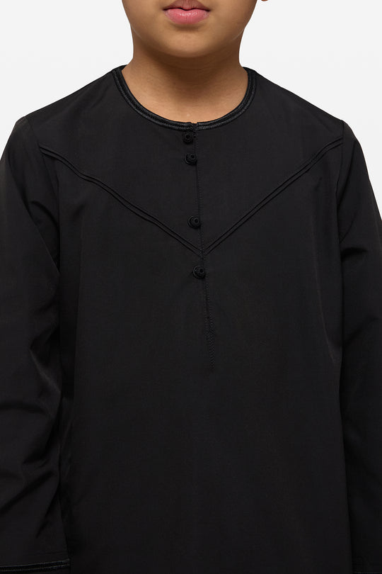 All Black Emirati Kids Thobe - CAVE