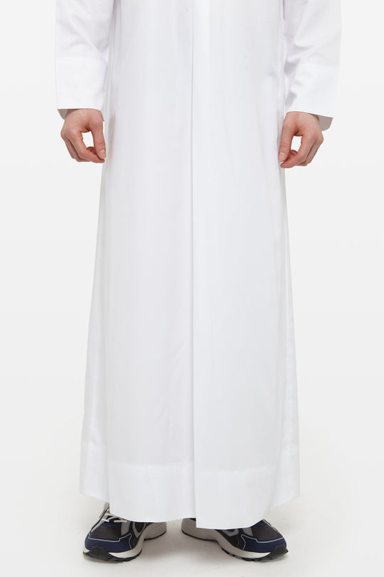 Snow White Kuwaiti Collar Thobe