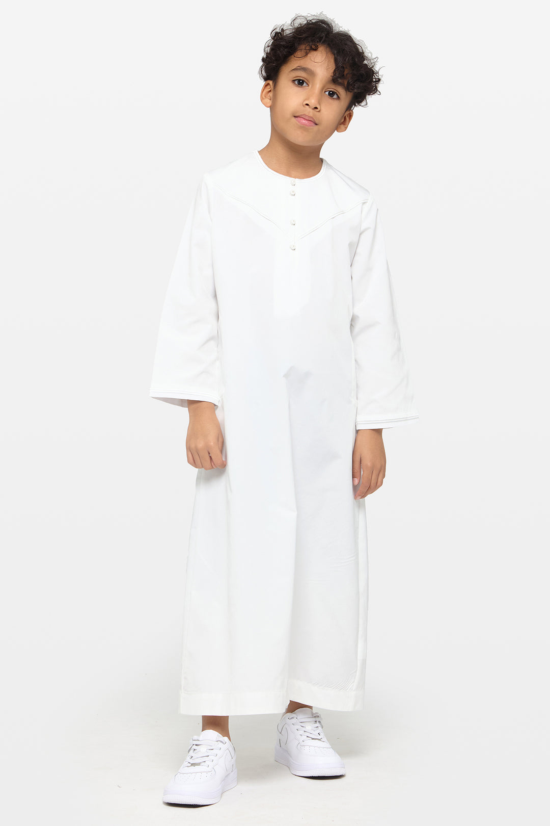 All White Emirati Kids Thobe - CAVE