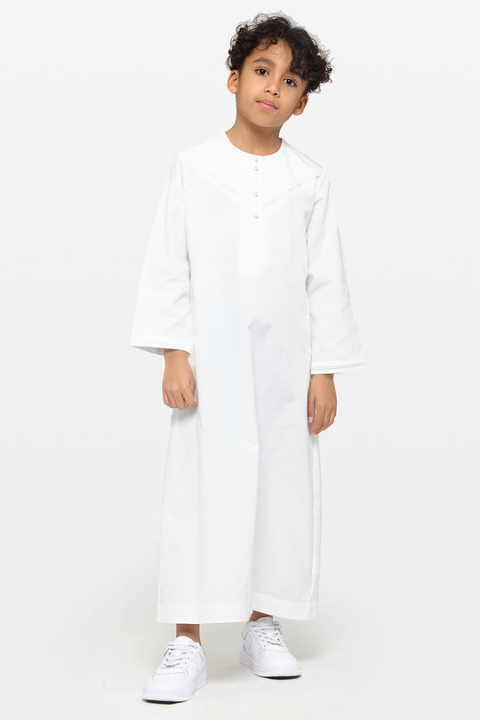 All White Emirati Kids Thobe - CAVE