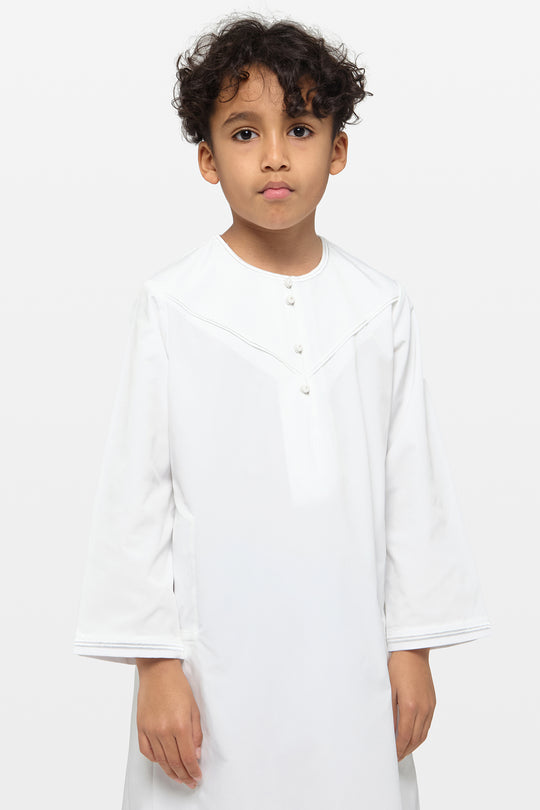 All White Emirati Kids Thobe - CAVE