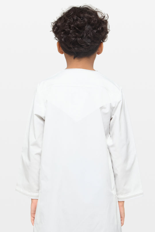 All White Emirati Kids Thobe - CAVE