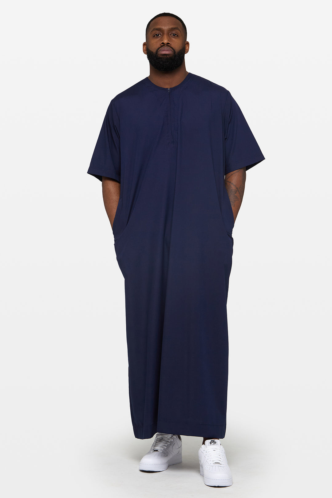 Maritime Blue Short Sleeve Moroccan Thobe - CAVE