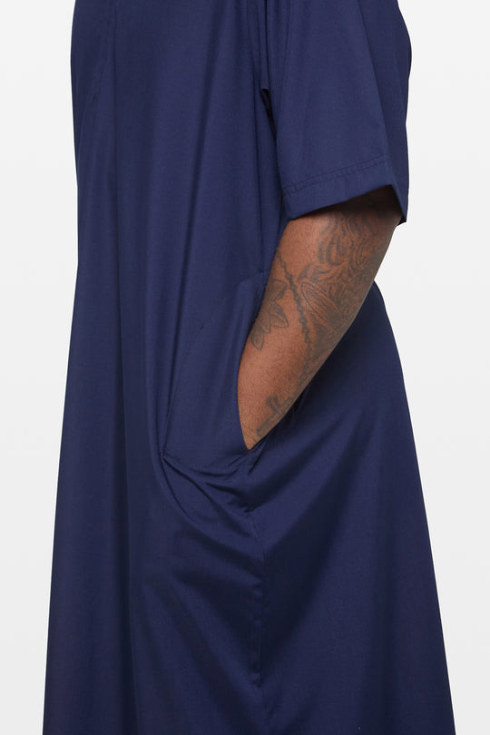 Maritime Blue Short Sleeve Moroccan Thobe - CAVE