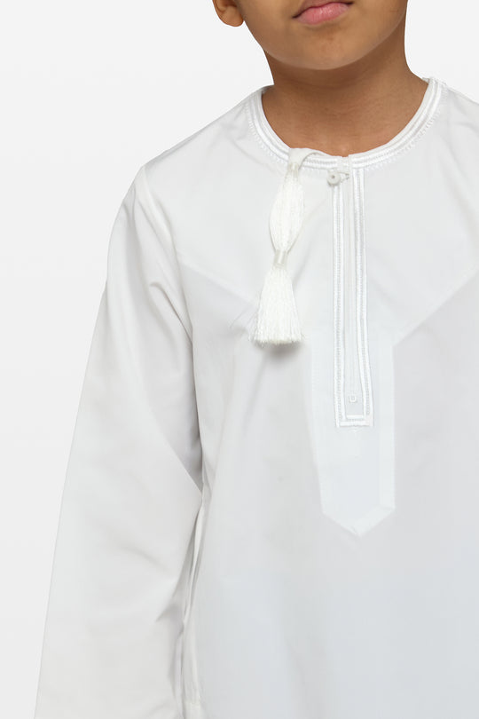Triple White Omani Kids Thobe - CAVE