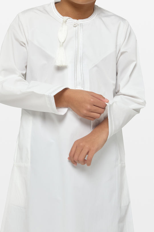 Triple White Omani Kids Thobe - CAVE