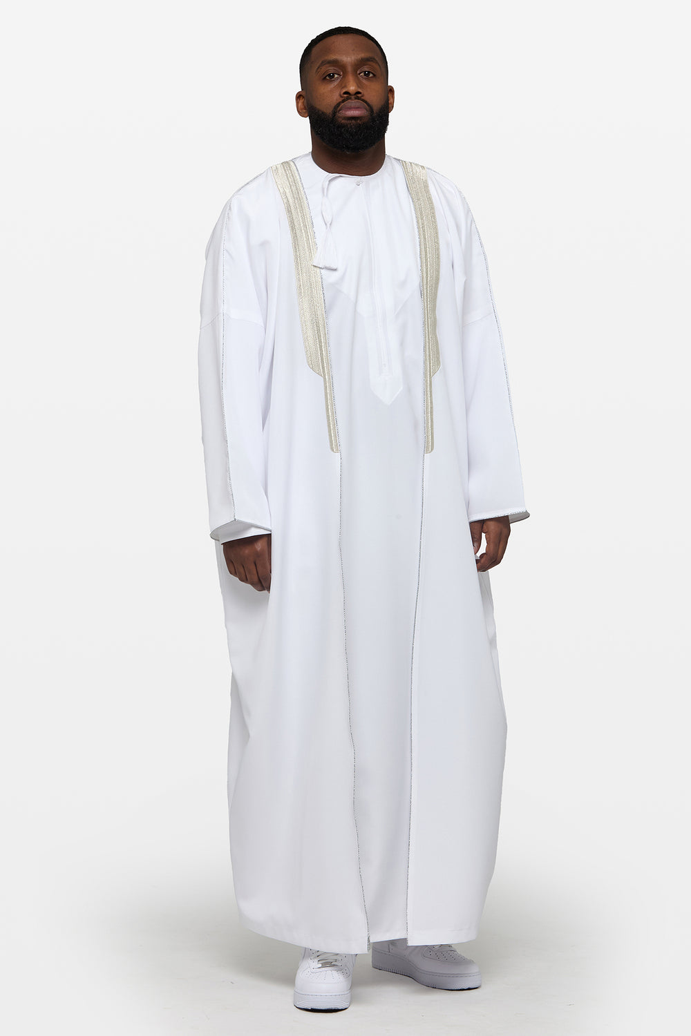 White & Silver Heavy Kuwaiti Bisht - CAVE