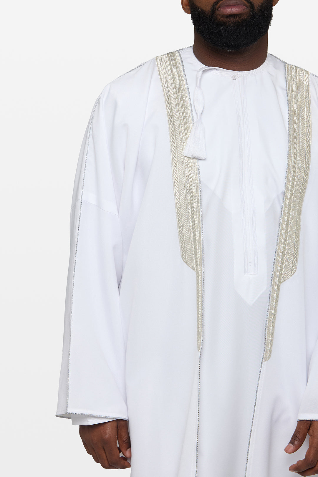 White & Silver Heavy Kuwaiti Bisht - CAVE