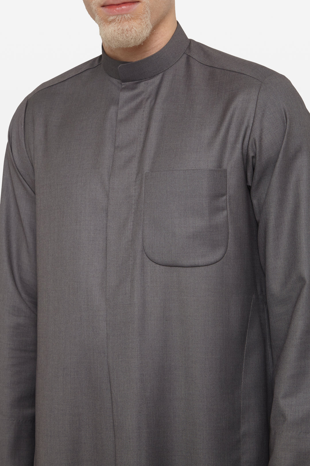 Dark Grey Kuwaiti Collar Thobe