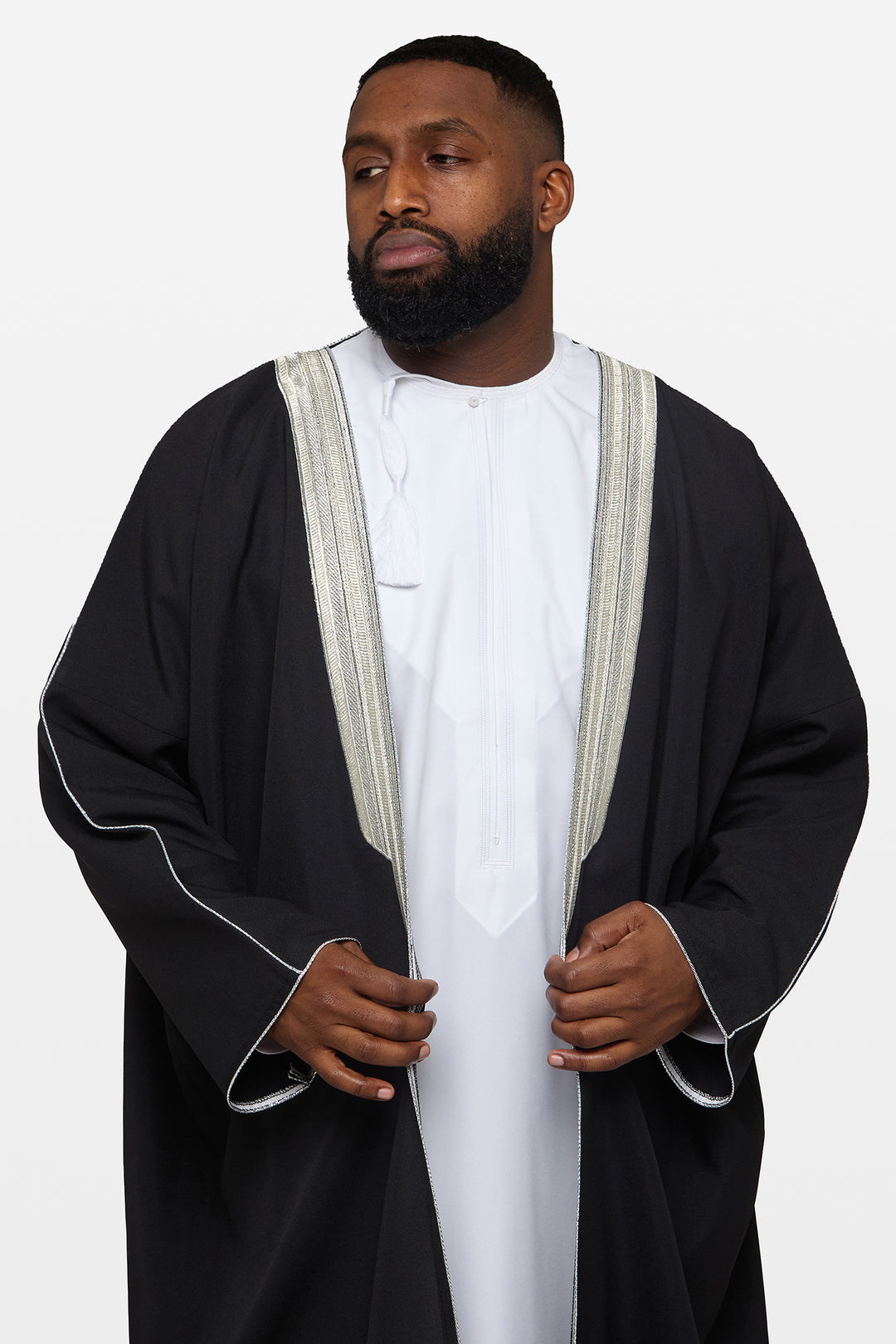 Black & Silver Heavy Kuwaiti Bisht - CAVE