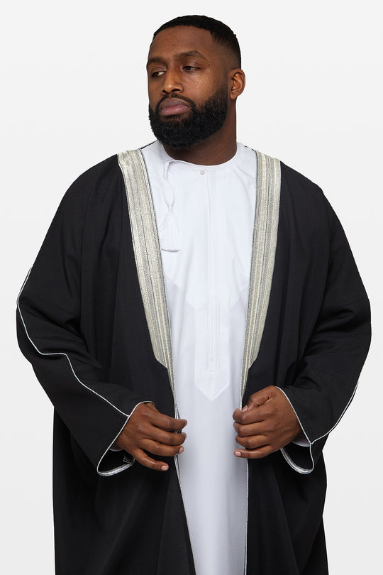 Black & Silver Heavy Kuwaiti Bisht - CAVE