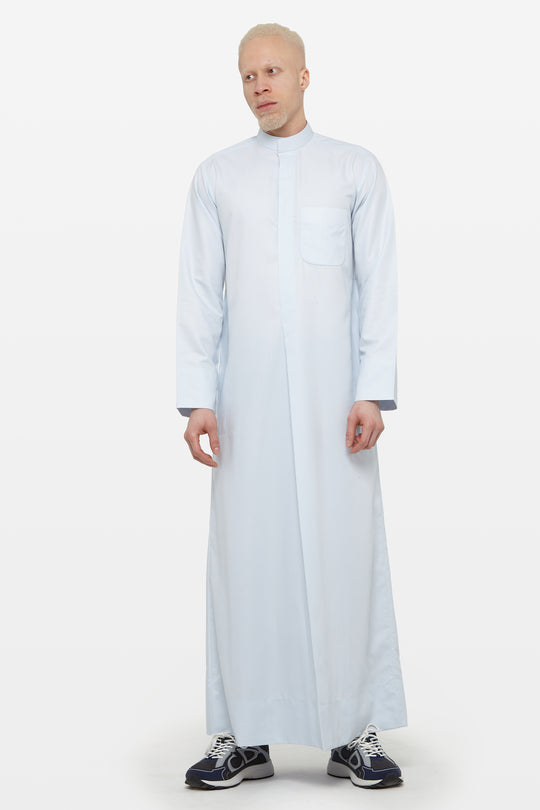 Sky Blue Kuwaiti Collar Thobe
