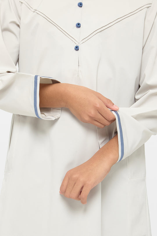 Moon Grey & Dusty Blue Emirati Kids Thobe - CAVE