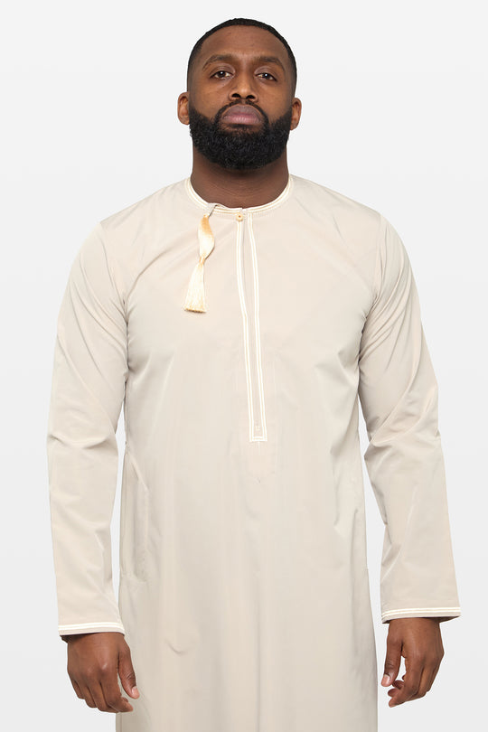 Opal Grey & Taupe Omani Thobe - CAVE