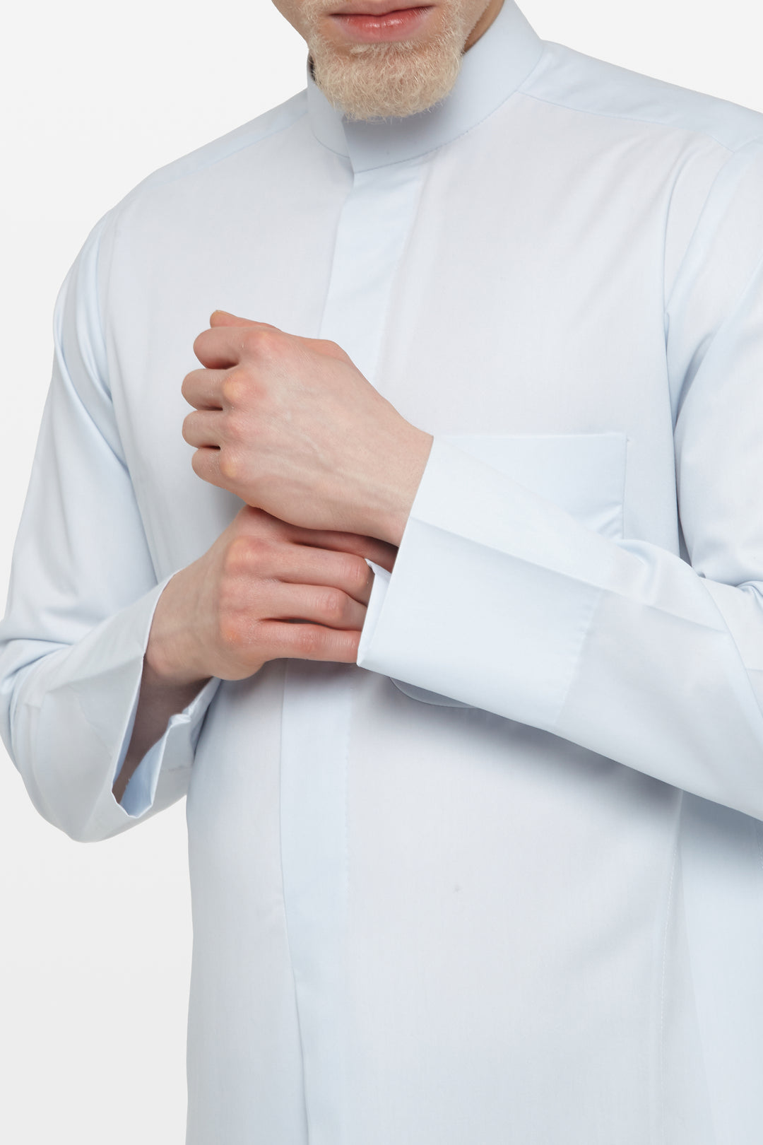 Sky Blue Kuwaiti Collar Thobe