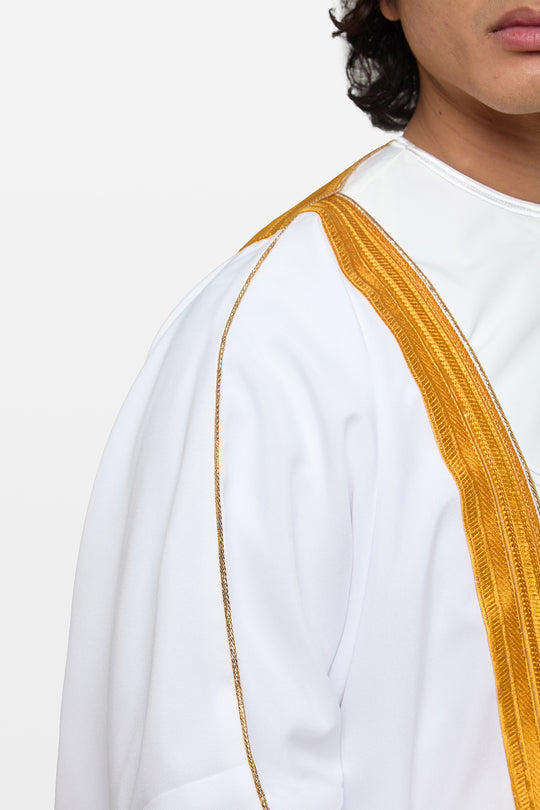 White & Gold Heavy Kuwaiti Bisht - CAVE