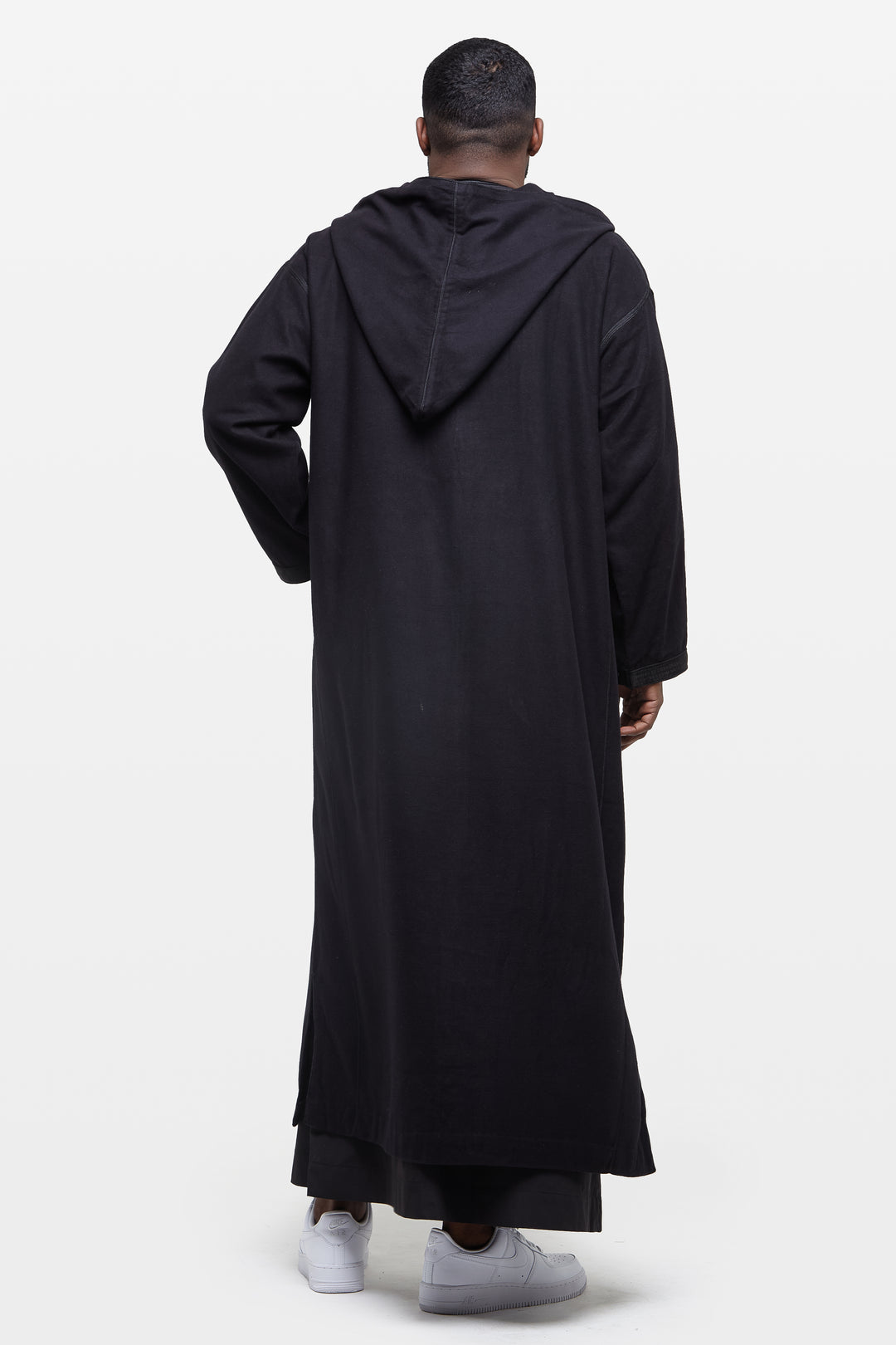 Pure Black Hooded Moroccan Thobe - CAVE