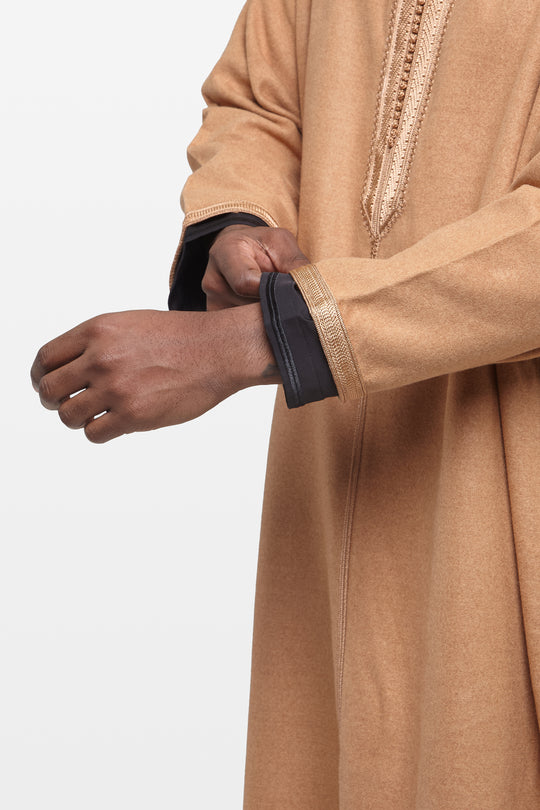 Gingerbread Brown Hooded Moroccan Thobe - CAVE