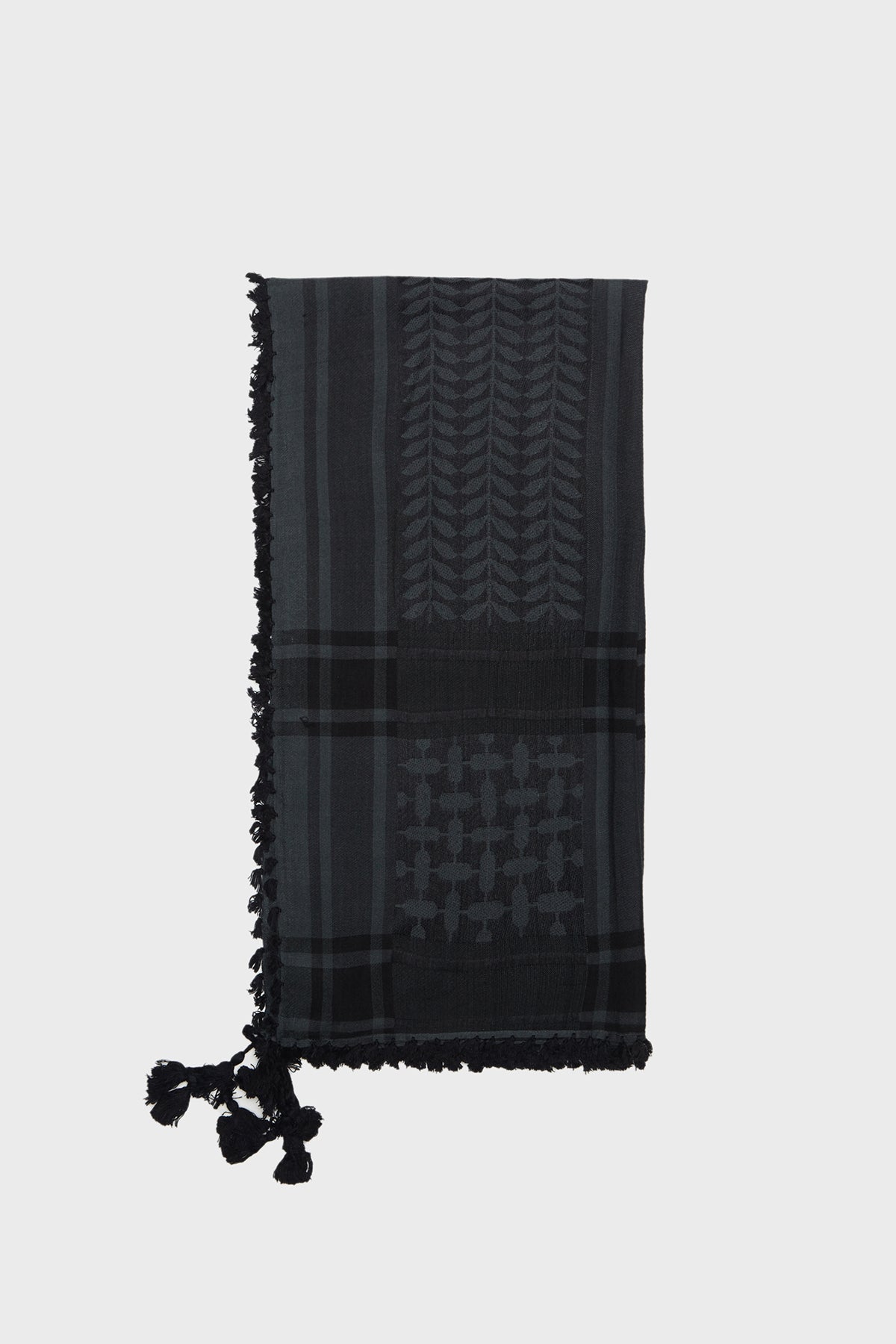 Black & Shadow Grey Bamboo Keffiyeh Scarf