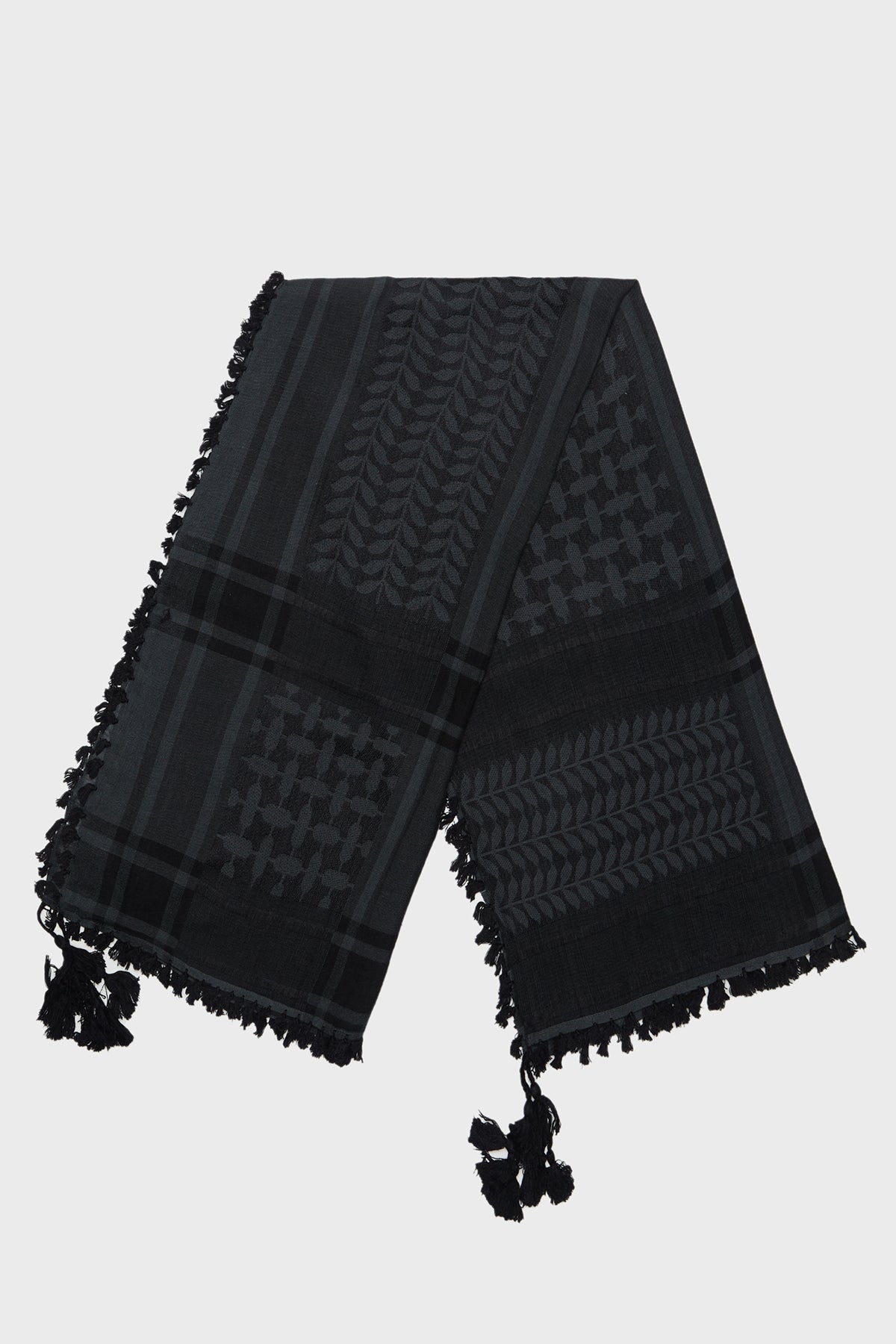 Black & Shadow Grey Bamboo Keffiyeh Scarf