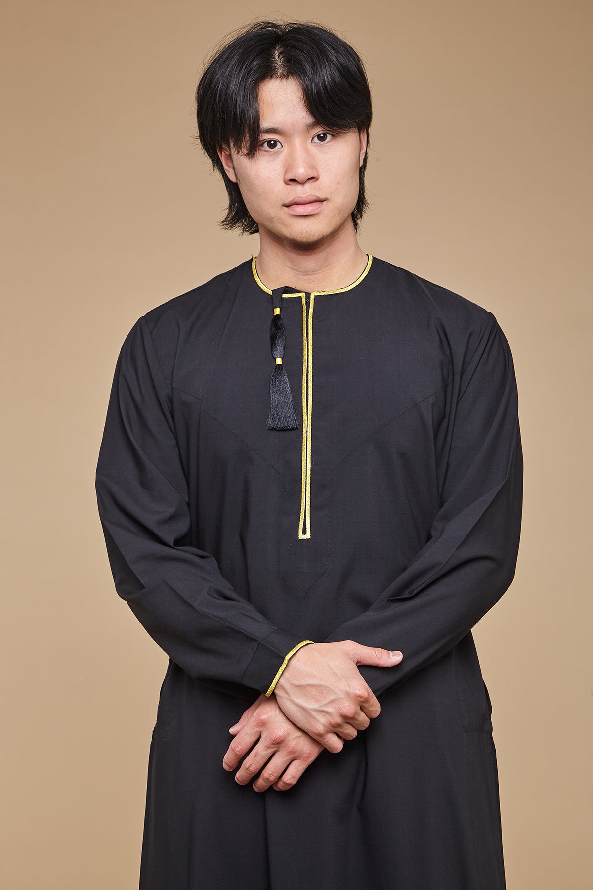 Qamis Col Arabesque Crème