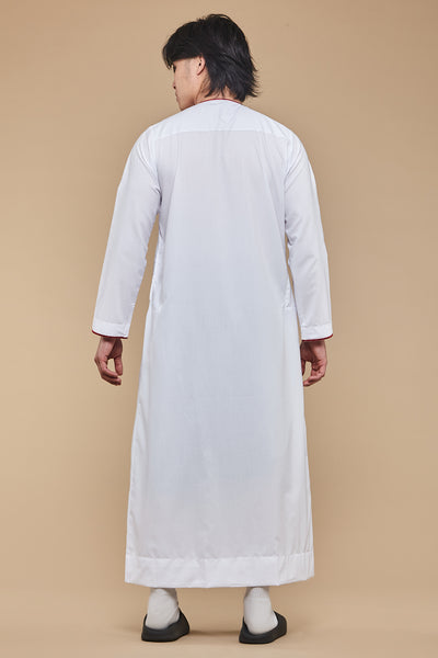 White & Maroon Omani Thobe