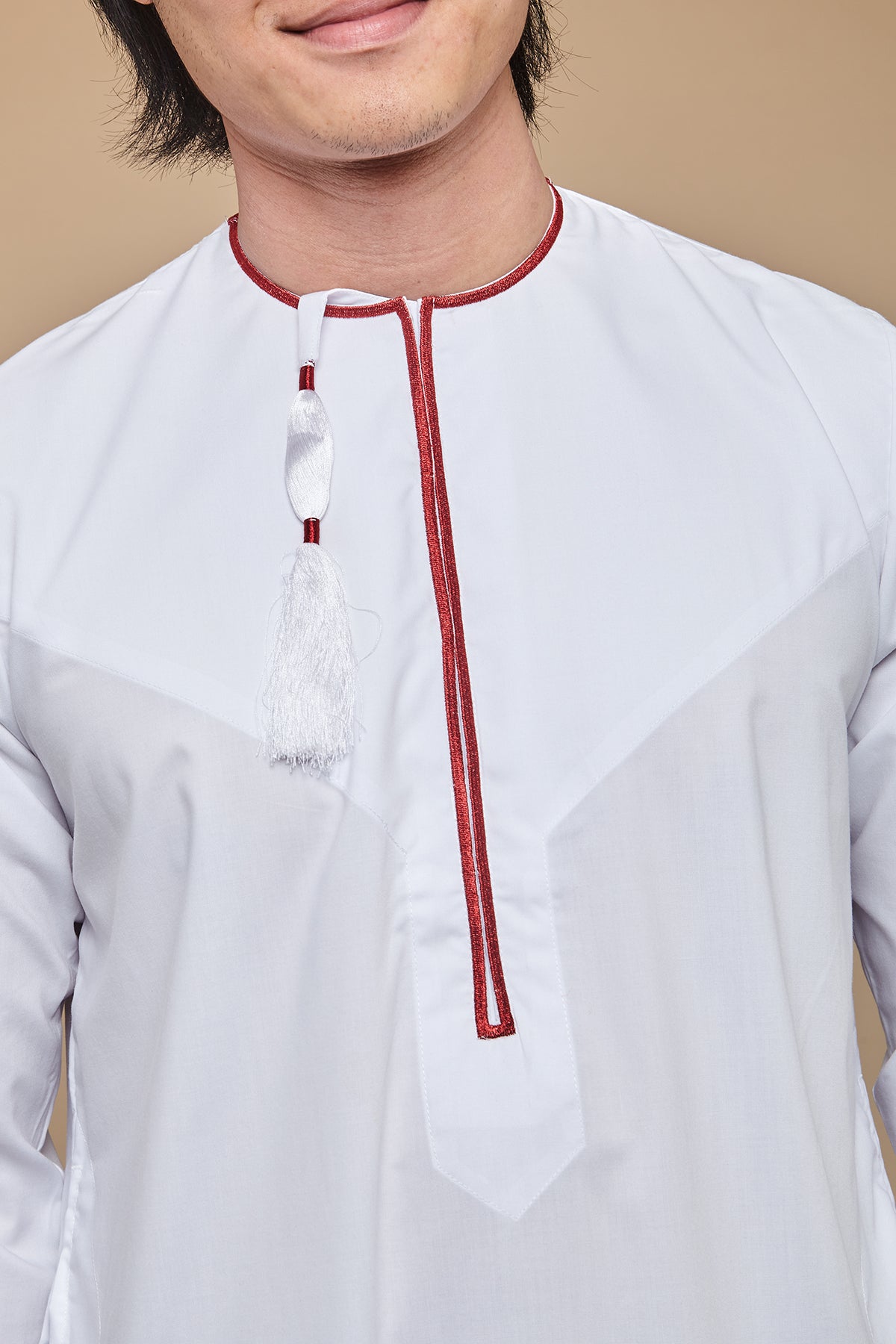 White & Maroon Omani Thobe