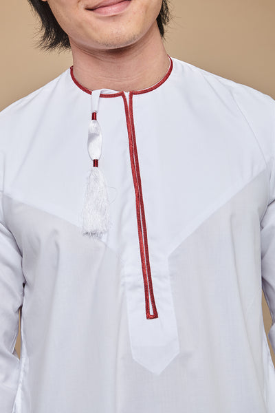 White & Maroon Omani Thobe