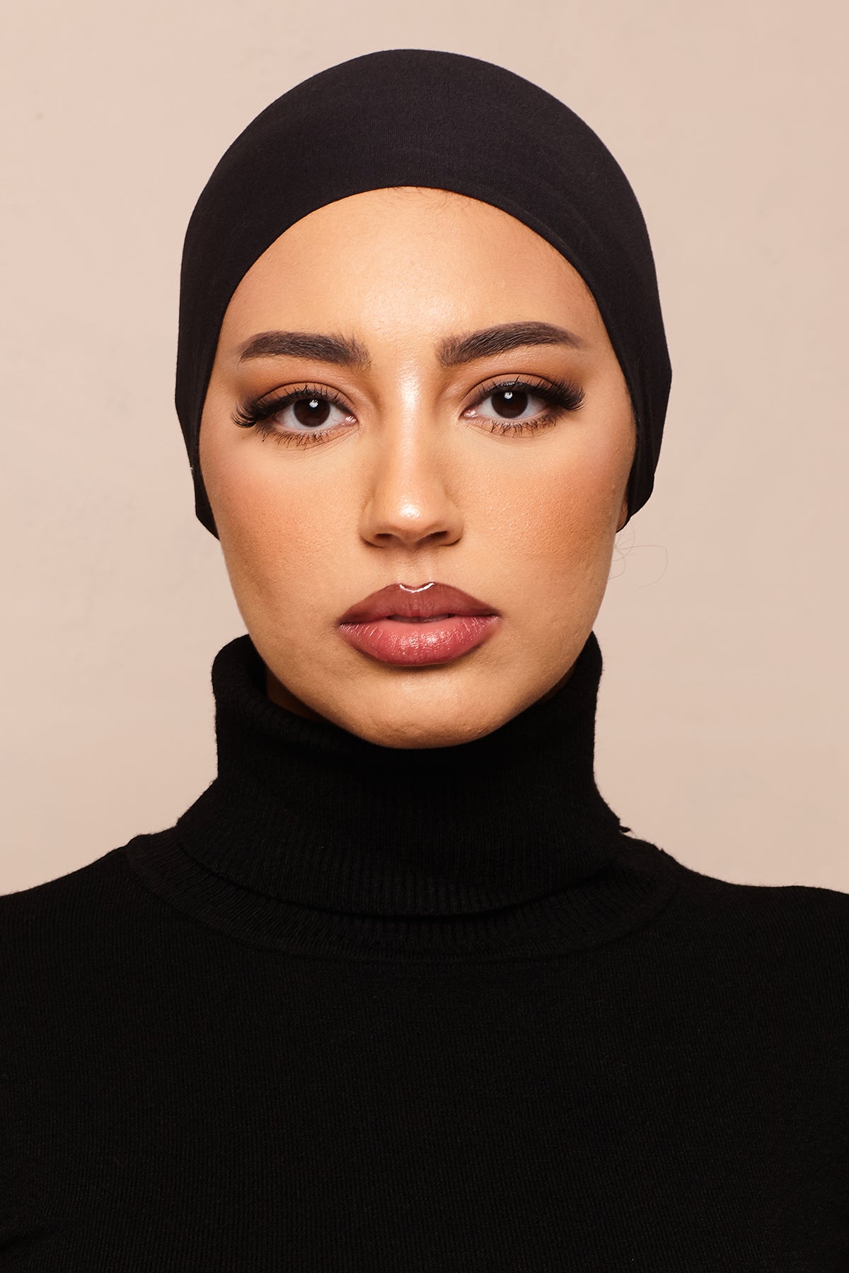 Jet BLack Scrunchie Bamboo Jersey Hijab Cap