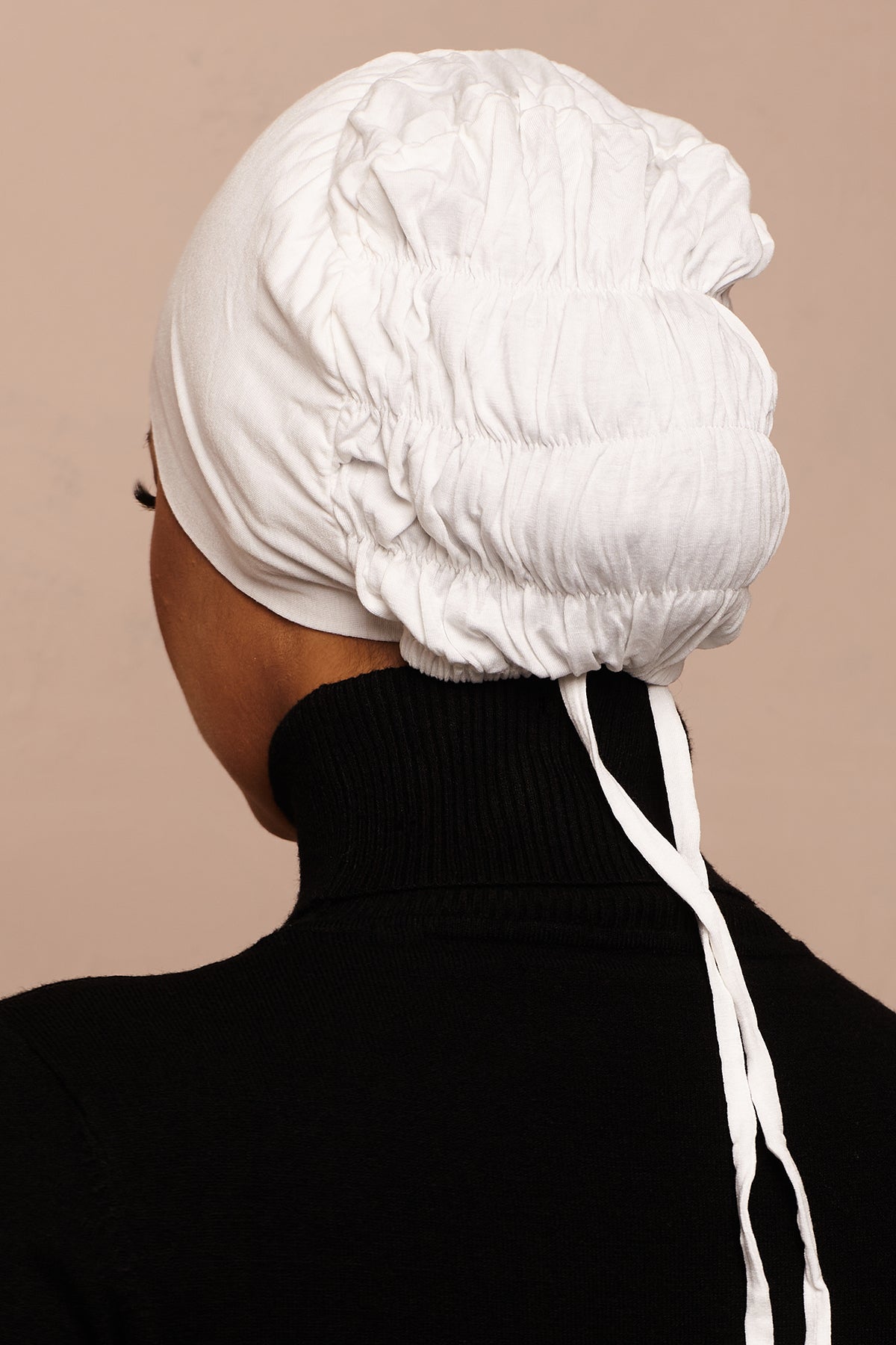 Pure White Scrunchie Bamboo Jersey Hijab Cap