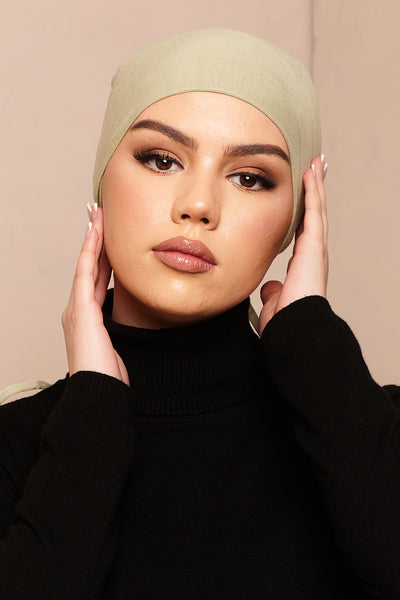 Lint Green Scrunchie Bamboo Jersey Hijab Cap