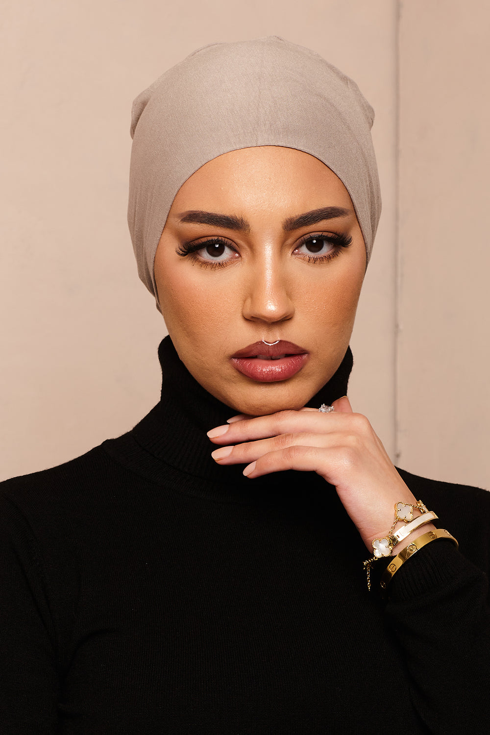 Latte Scrunchie Bamboo Jersey Hijab Cap - CAVE