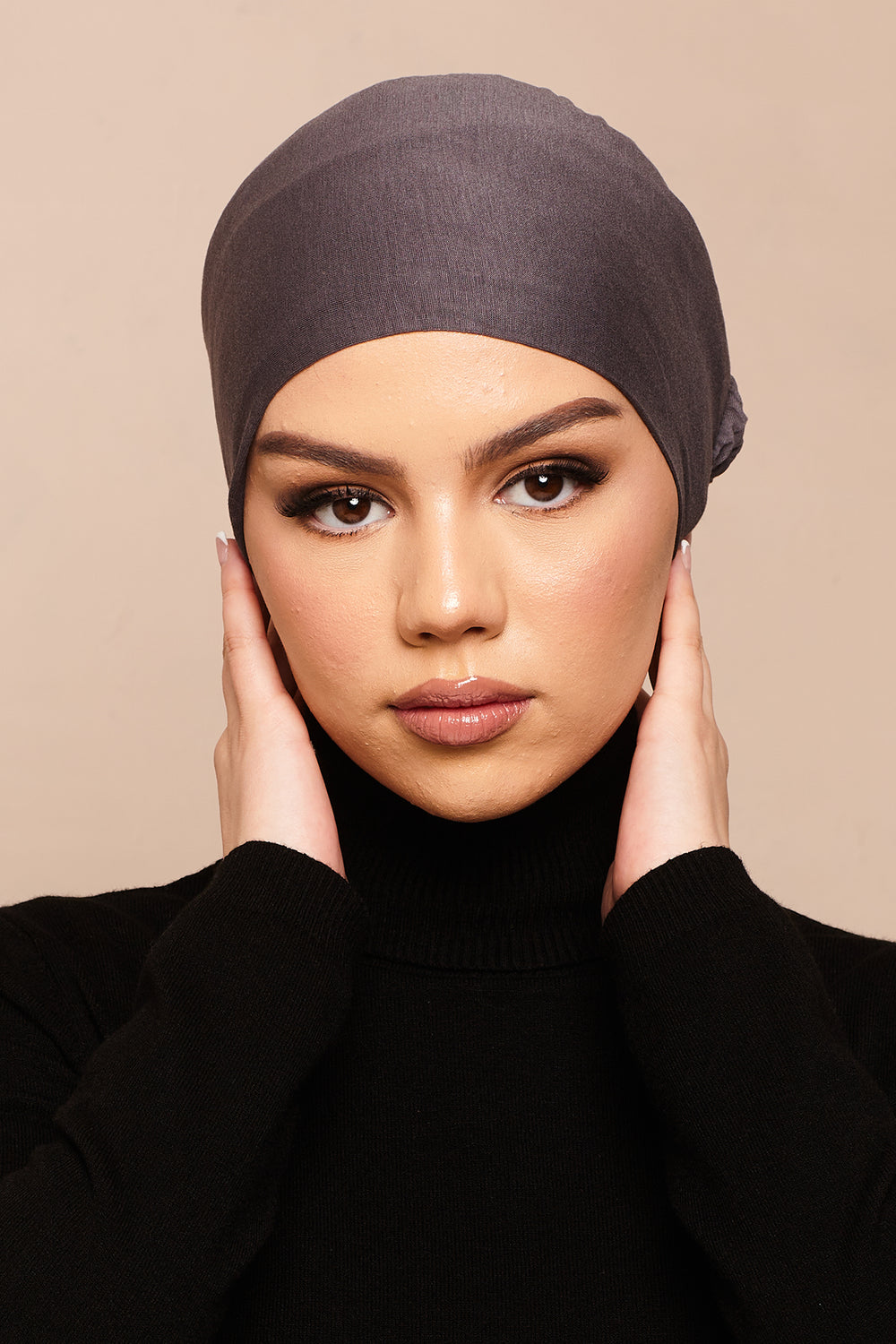 Charcoal Scrunchie Bamboo Jersey Hijab Cap - CAVE