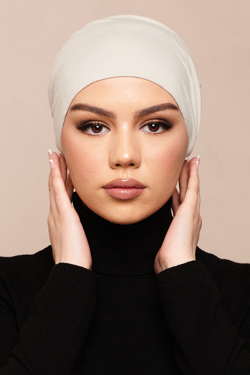Foggy Grey Scrunchie Bamboo Jersey Hijab Cap - CAVE