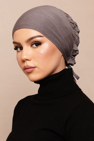 Shadow Charcoal Scrunchie Bamboo Jersey Hijab Cap