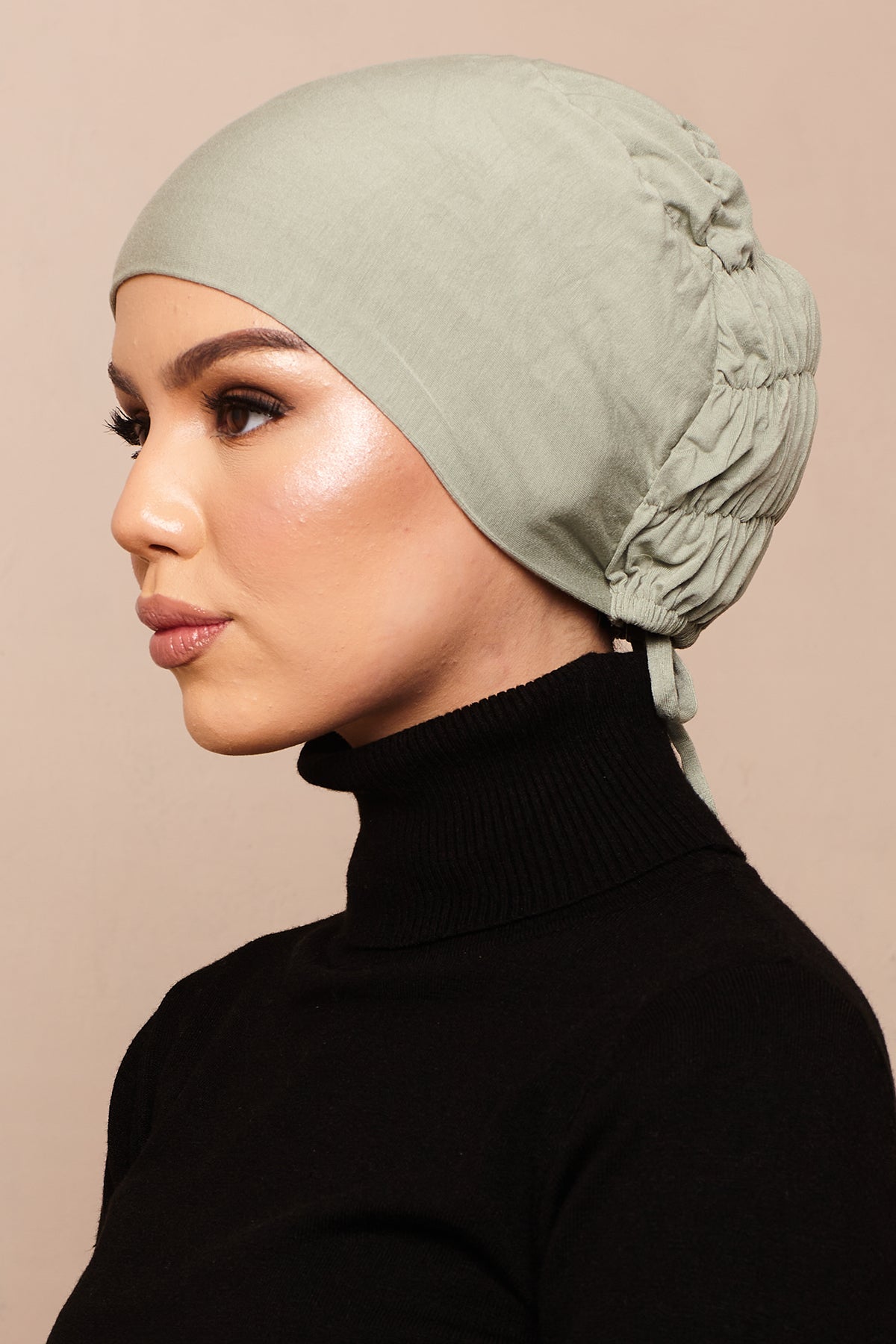 Shadow Khaki Scrunchie Bamboo Jersey Hijab Cap