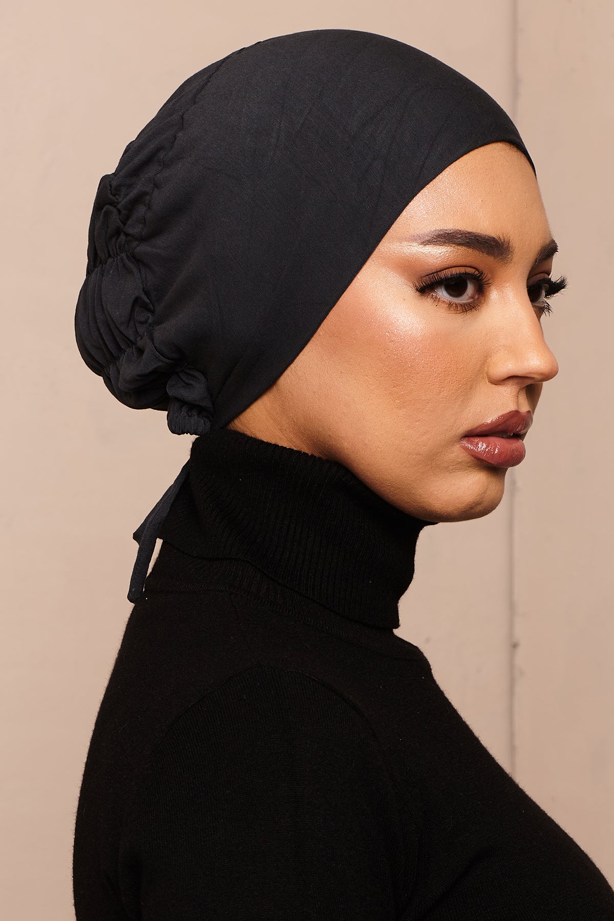 Dark Sea Scrunchie Bamboo Jersey Hijab Cap