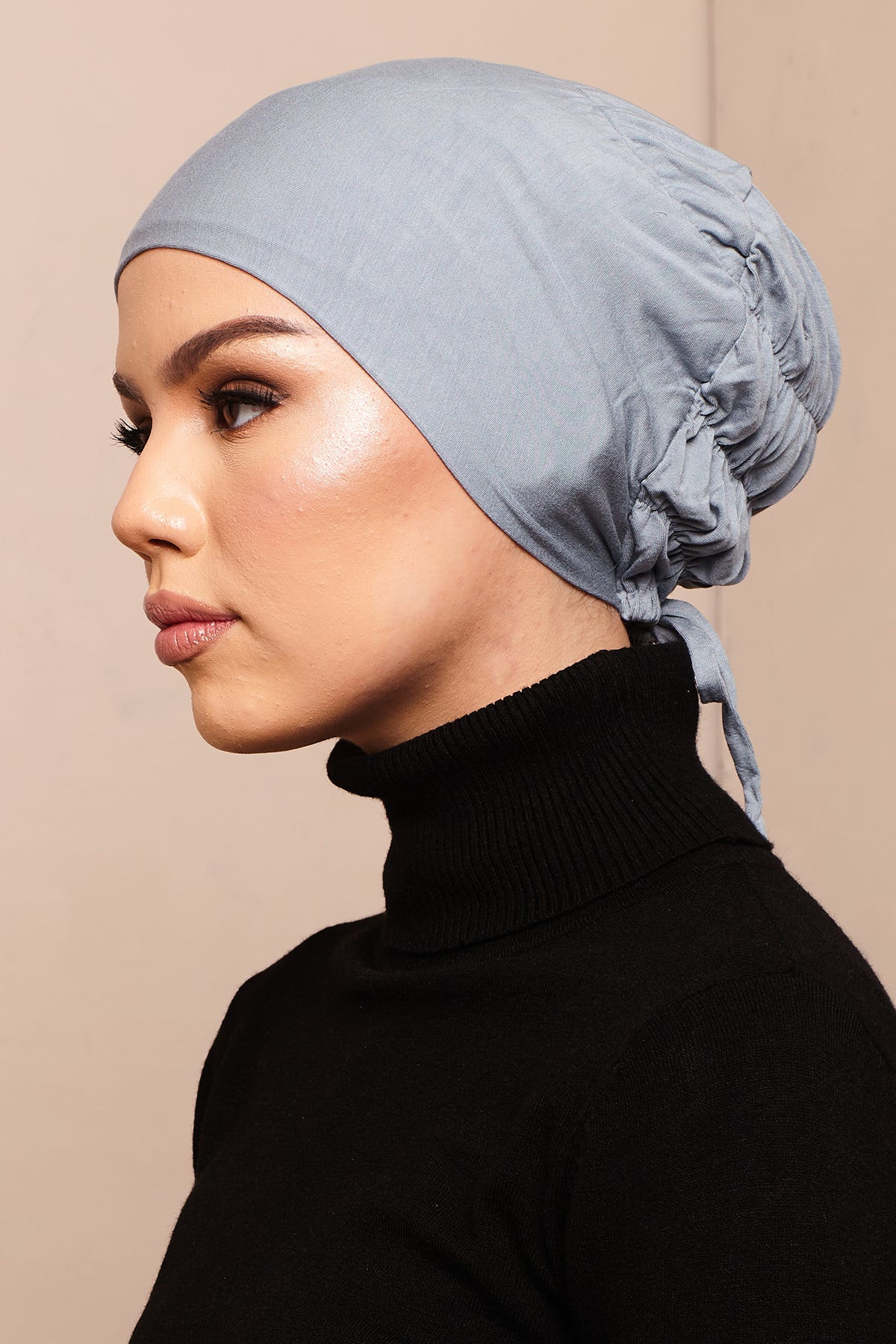 Blue Blizzard Scrunchie Bamboo Jersey Hijab Cap