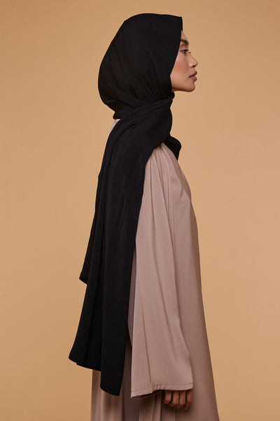 Black Soft Crepe Hijab